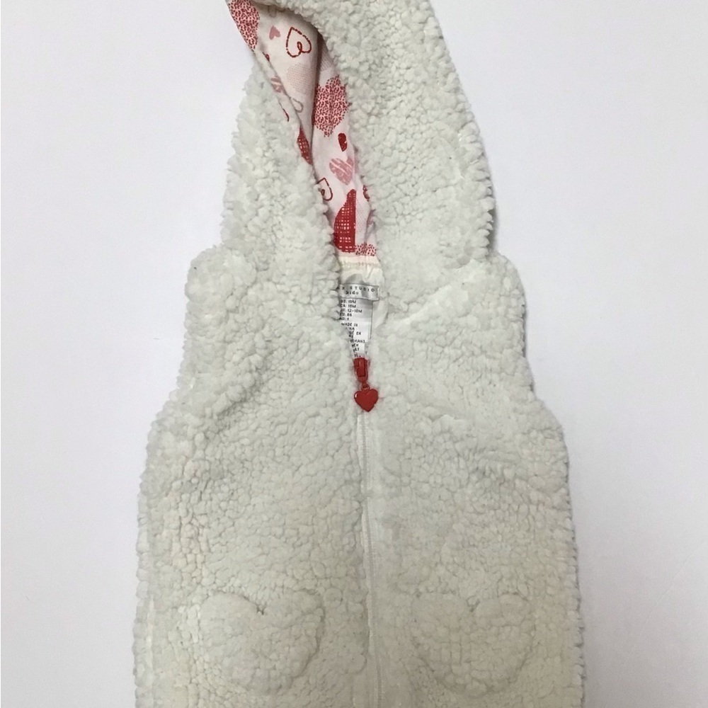 Valentine Red Hearts Vest Max Studio Kids Sherpa Zip Hoodie SZ 18 mos Toddler - Picture 15 of 16